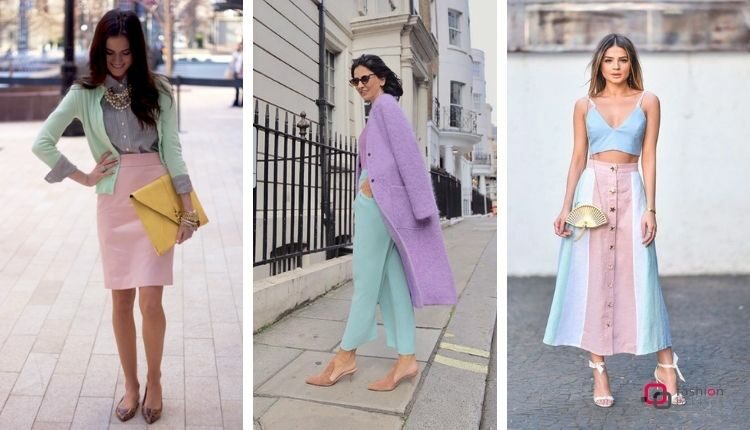 roupas em tons pasteis rosa e azul