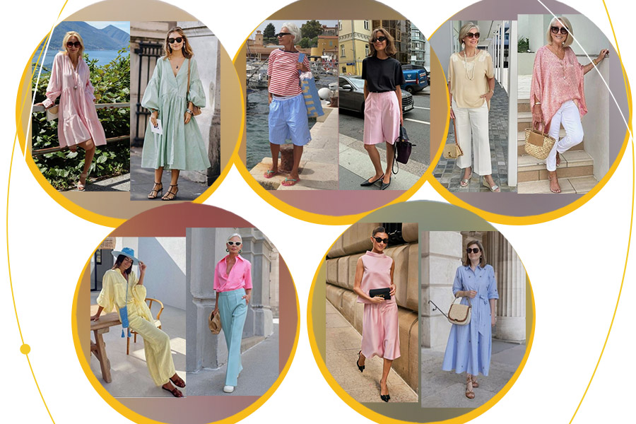 roupas em tons pasteis rosa e azul