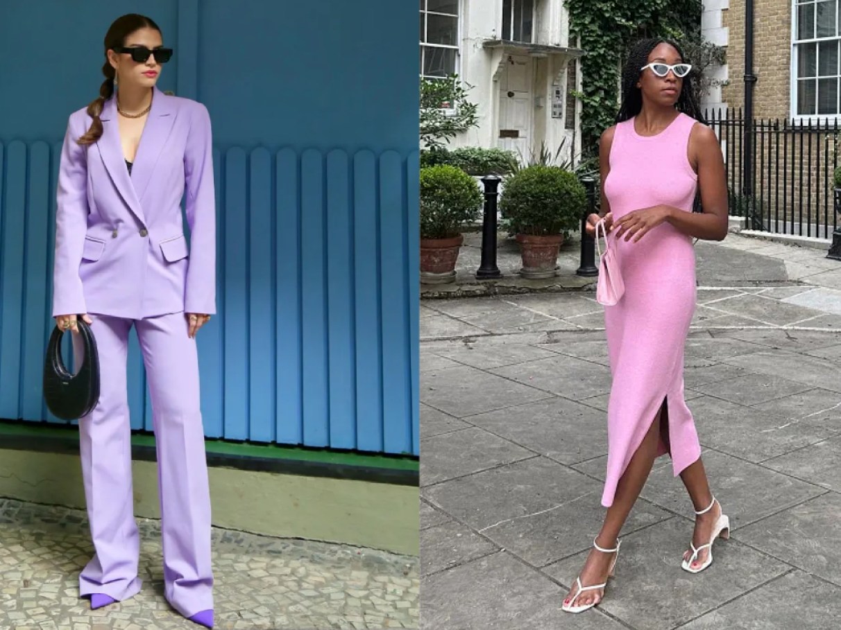 roupas em tons pasteis rosa e azul