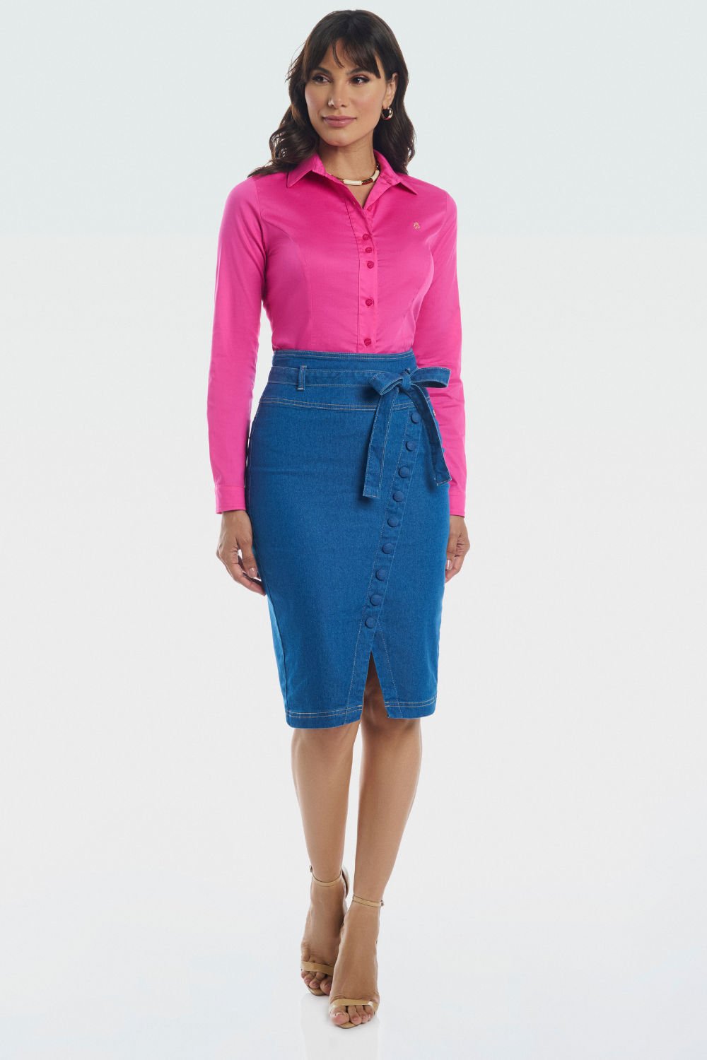 ideias de looks com roupas rosa e azul pastel