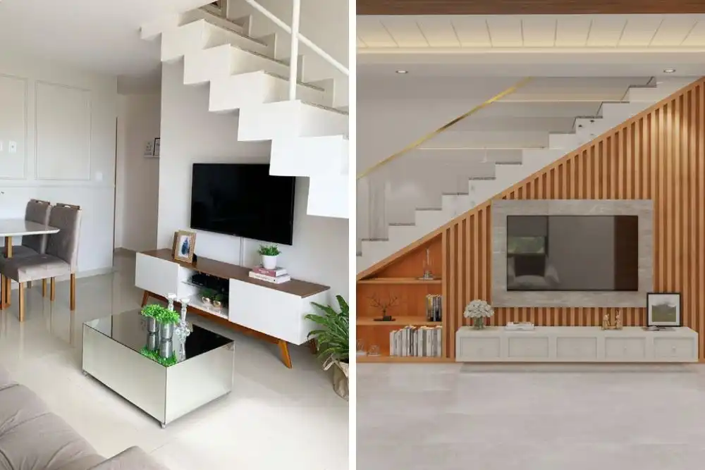 escada reta ou caracol sala pequena