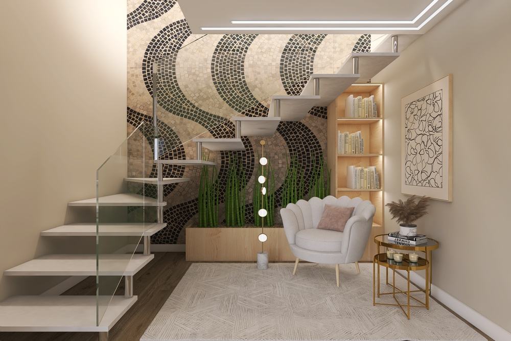 escada reta ou caracol sala pequena