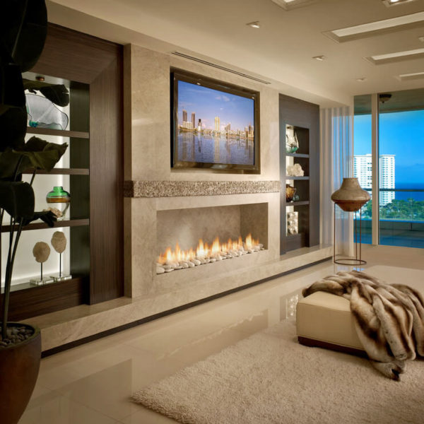 sala de estar com lareira