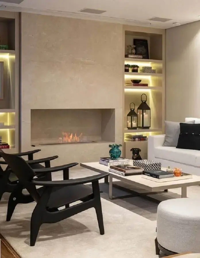 sala de estar com lareira