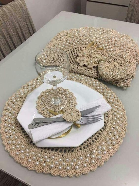 preço médio sousplat de crochê artesanal