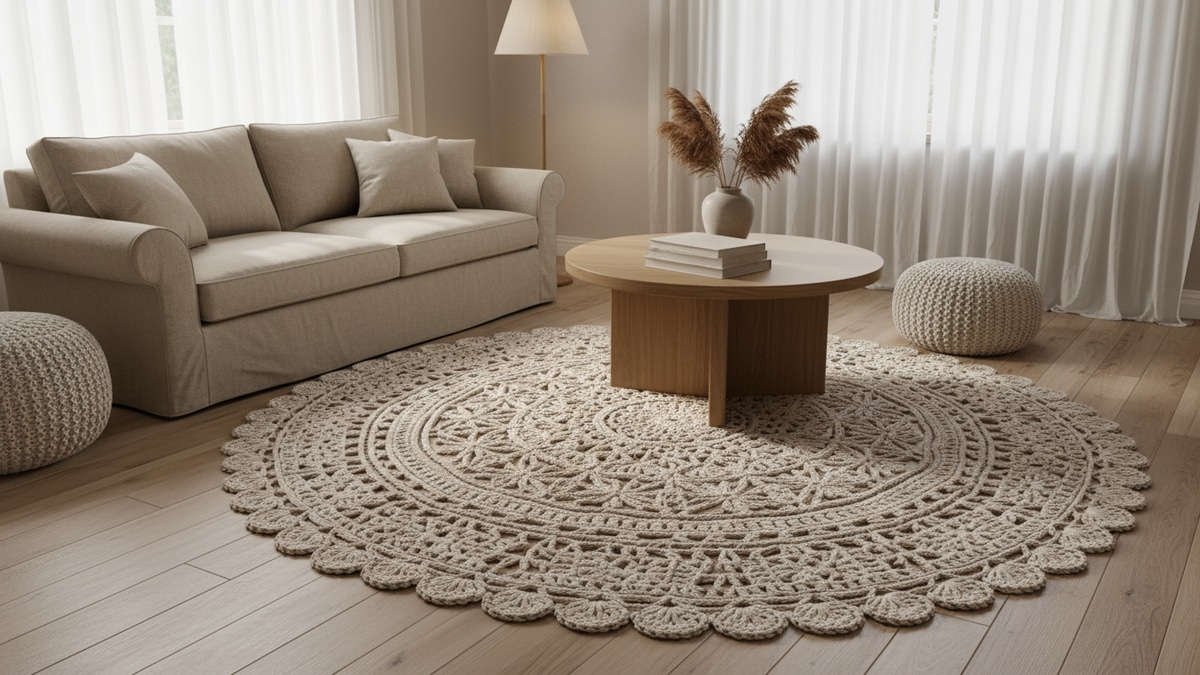 Tapete redondo de crochê: Ideias e tutoriais para um toque artesanal na decoração