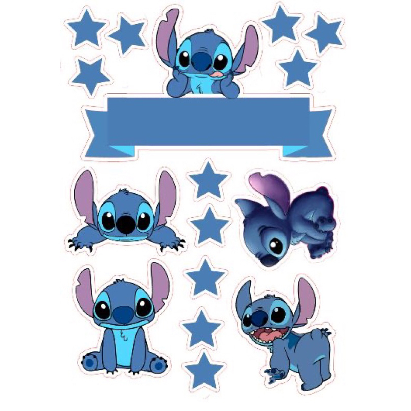 arte para topo de bolo stitch