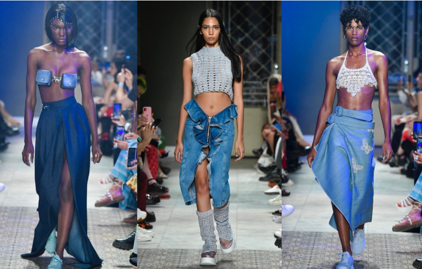 transformar calça jeans em saia sem costura