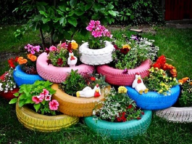 decoração com pneus velhos