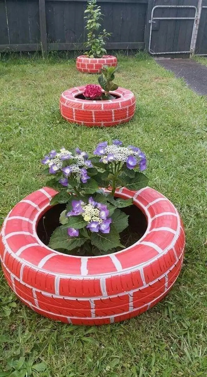 plantas para jardim de pneus