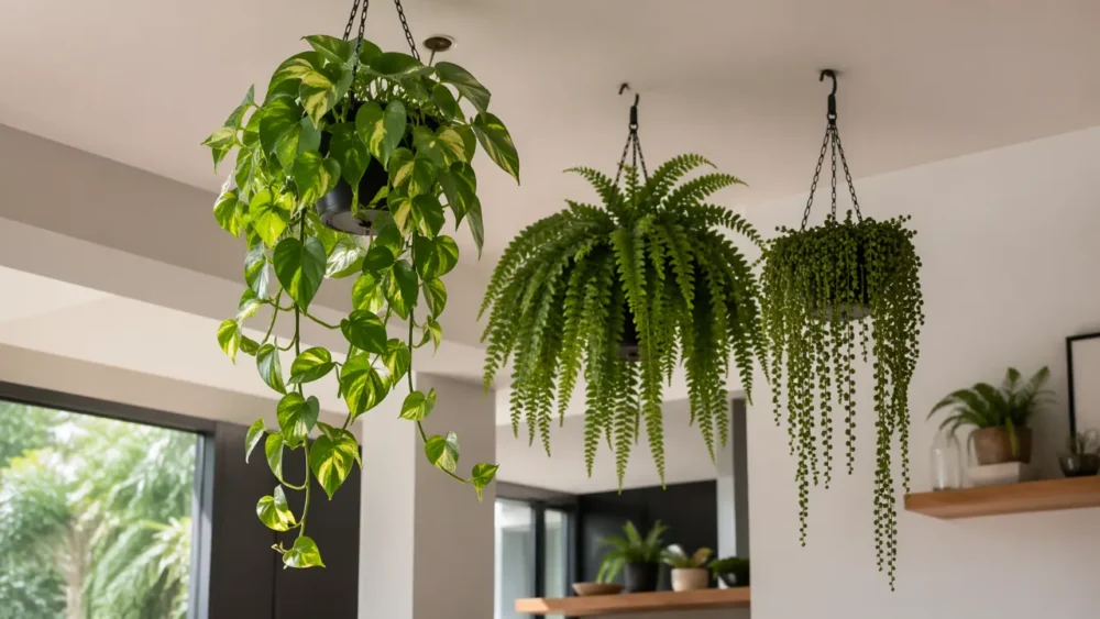 decoração com plantas em cascata
