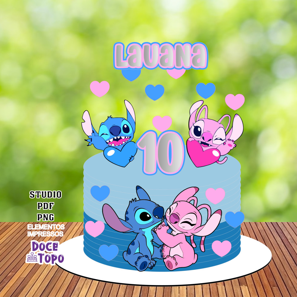 topo de bolo stitch com nome png