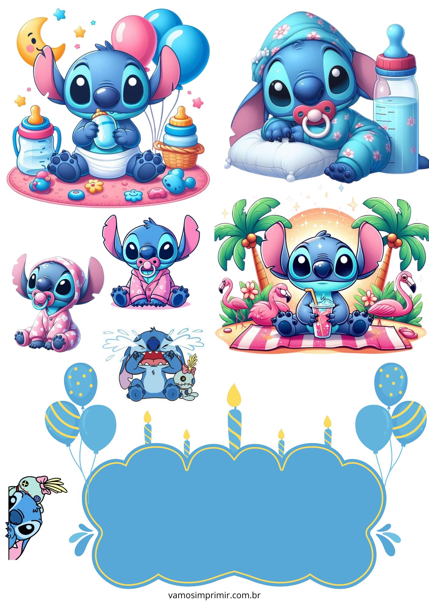 topo de bolo Stitch para festa infantil