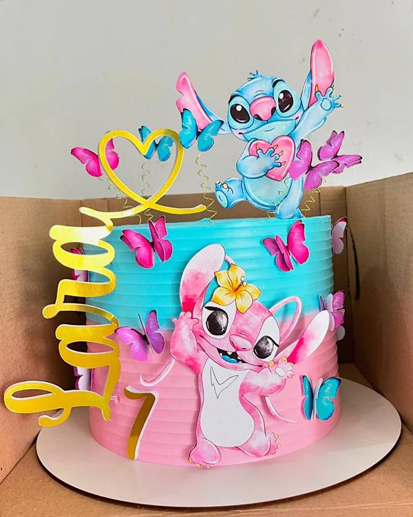 como fazer topo de bolo Stitch em casa