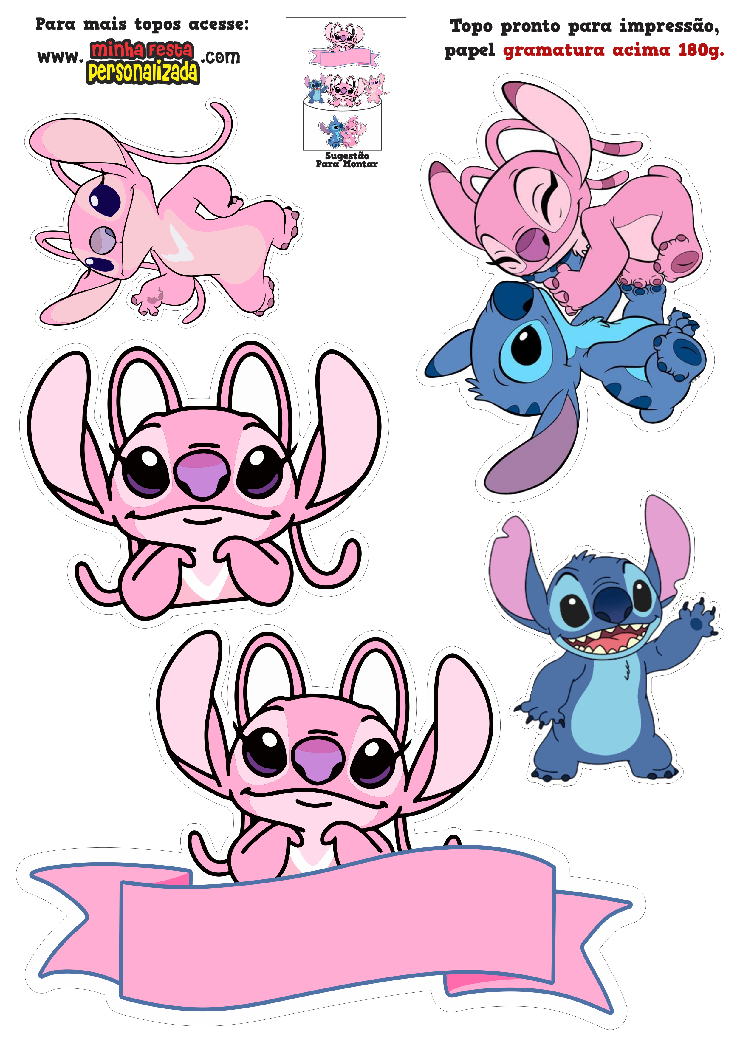 topo de bolo personalizado Stitch nome